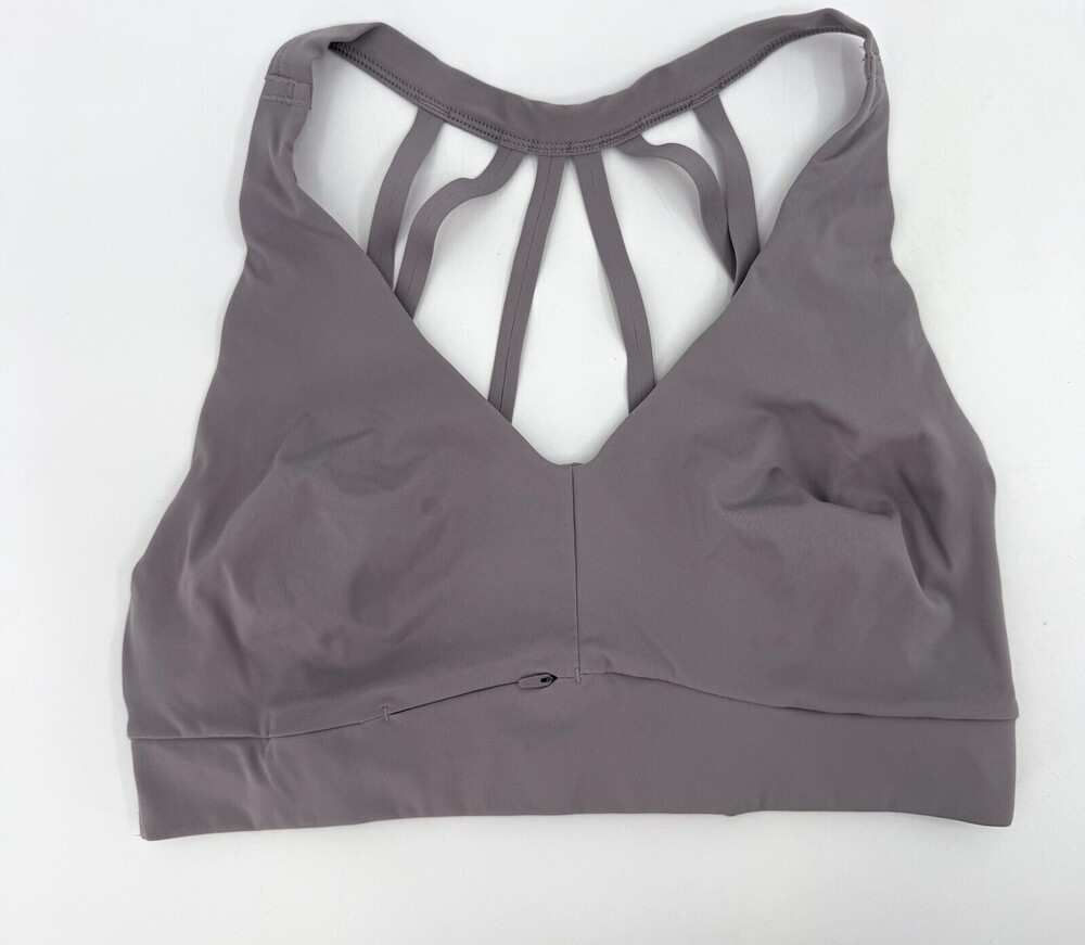 Athleta Sports Bra Womens 34D DD Studio Strappy Back Run Pocket Gray Wireless